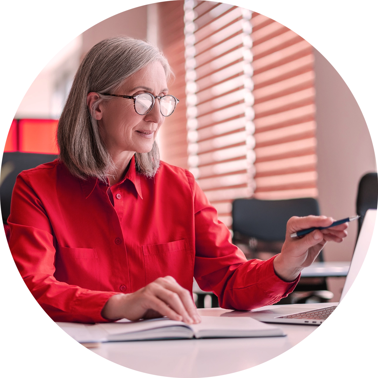 older woman doing paperwork